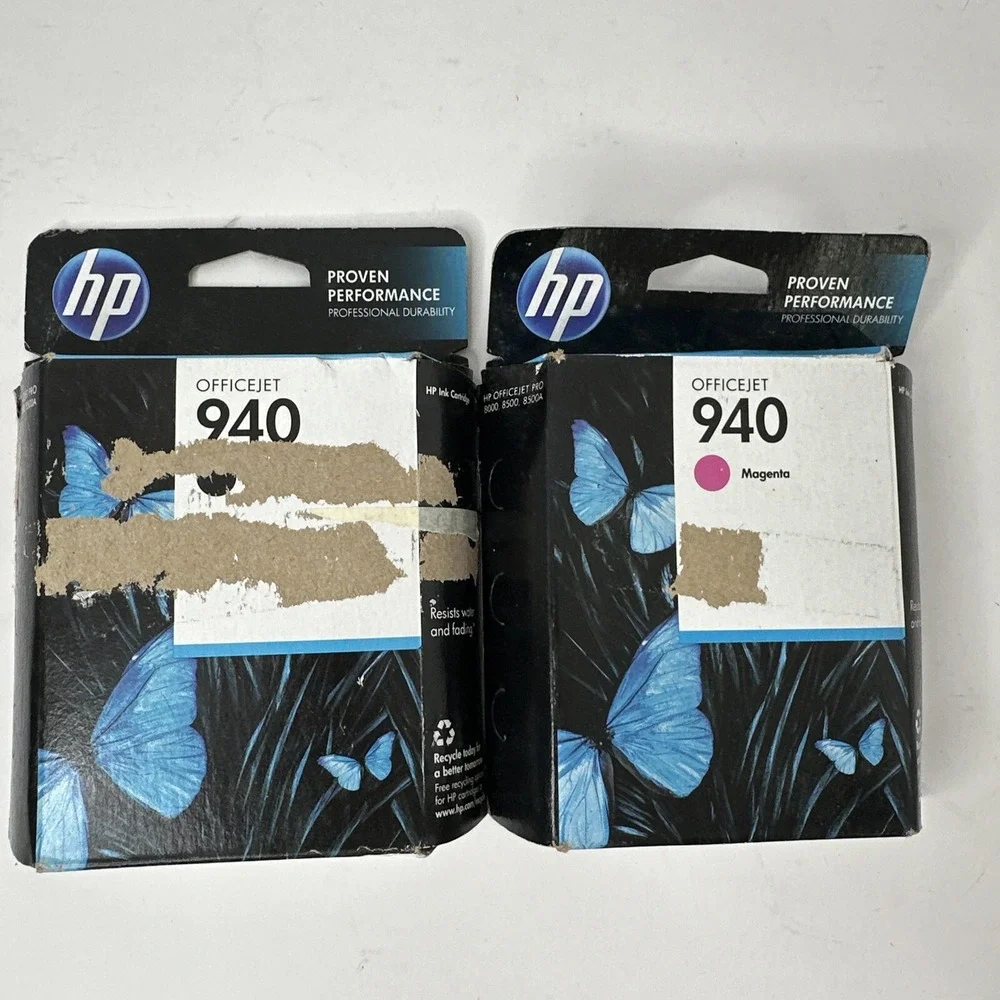 HP 940 Black & Magenta Ink Cartridges C4902AN C4908AN OEM New Exp 2015